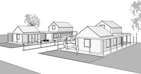  traditional residential house 3d rendering