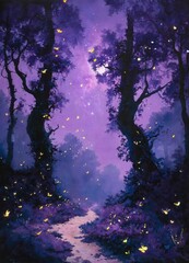 night forest with the moon