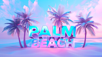 A tropical beach with palm trees and a blue sky