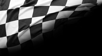 Checkered racing flag on black