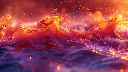 Mesmerizing abstract scene of fiery and watery waves in a fluid design in