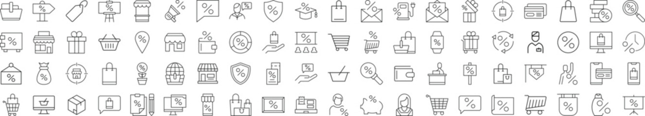 Shop and Percent Illustrations of Thin Line. Perfect for design, infographics, web sites, apps.