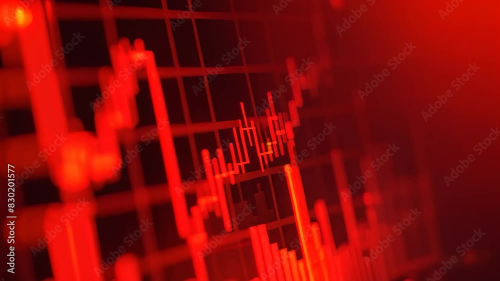 Poster detailed view of a stock chart displayed on a computer screen, showing the fluctuations in trading v