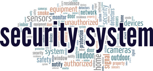 Fototapeta premium Security System word cloud conceptual design isolated on white background.