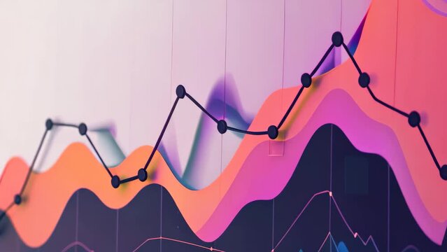 A line graph representing revenue and expenses is displayed on a wall indoors, A graph showing the trend of revenue and expenses over time