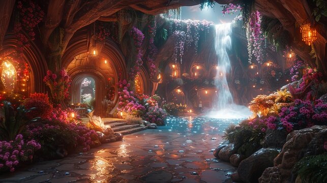 A fantasy scene with mythical creatures celebrating Pride in a vibrant and magical setting