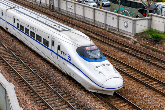 High-speed train of China Railway CR type CRH2C in Shanghai, China