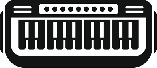 Simple vector illustration of a harmonica icon in black and white