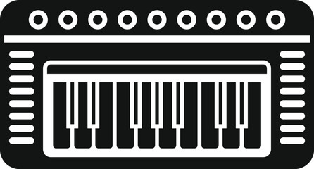 Simplistic icon design of a synthesizer keyboard, perfect for musicrelated content