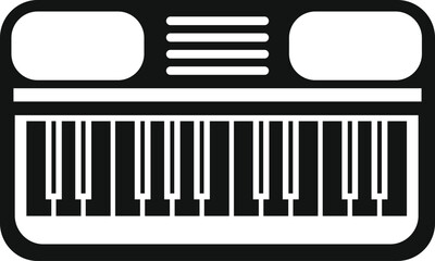 Vector illustration of a synthesizer keyboard icon in a minimalist black and white design