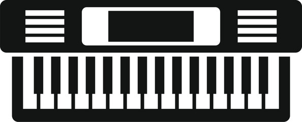 Vector illustration of a simple black silhouette of an electronic keyboard