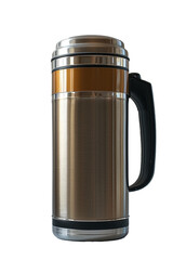 Thermos bottle isolated on transparent background. Cut out.