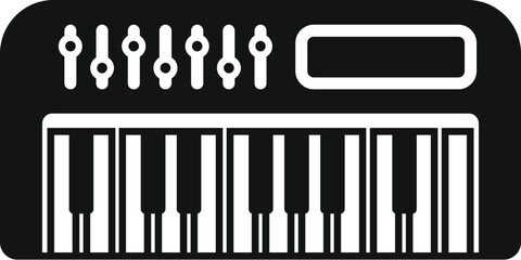 Vector illustration of a modern synthesizer icon in black and white, ideal for musicrelated designs