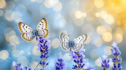 a blue and yellow blob of blurred lights Bokeh effect in blue sky
