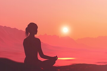 Fototapeta premium Serene Meditation in Nature during Sunset
