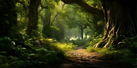 Captivating Forest Scene Ideal for Digital Painting. Concept Forest Landscape, Digital Art, Painting Techniques, Nature Photography - Powered by Adobe