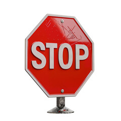 Stop sign isolated on transparent background. Cut out.