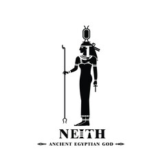 Ancient egyptian god neith silhouette, middle east god Logo