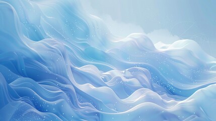 Dreamy background, Flowing fabric in light blue and white evokes snow-capped mountains with a touch of sparkle