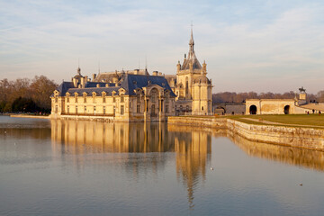 The castle of Chantilly during the golden hour