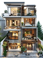 A three-story modern house in Ho Chi Minh City, Vietnam