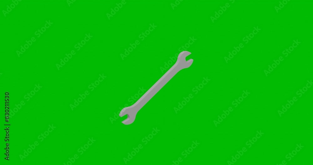 Poster animation of rotation of a white wrench symbol with shadow. simple and complex rotation. seamless lo