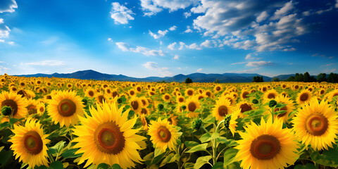 sunflower field in the summer 