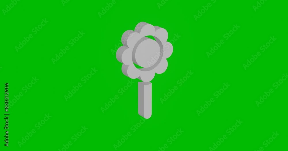 Poster animation of rotation of a white chamomile symbol with shadow. simple and complex rotation. seamless