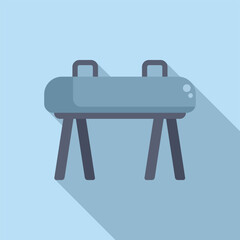 Flat design icon of a gymnastics balance beam with a shadow on a blue background