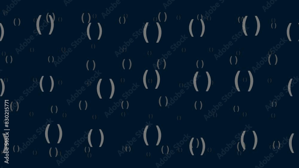 Poster brackets symbols float horizontally from left to right. parallax fly effect. floating symbols are lo