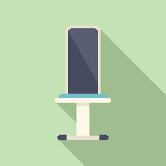 Flat design vector illustration of a stylish office chair with shadow, isolated on green
