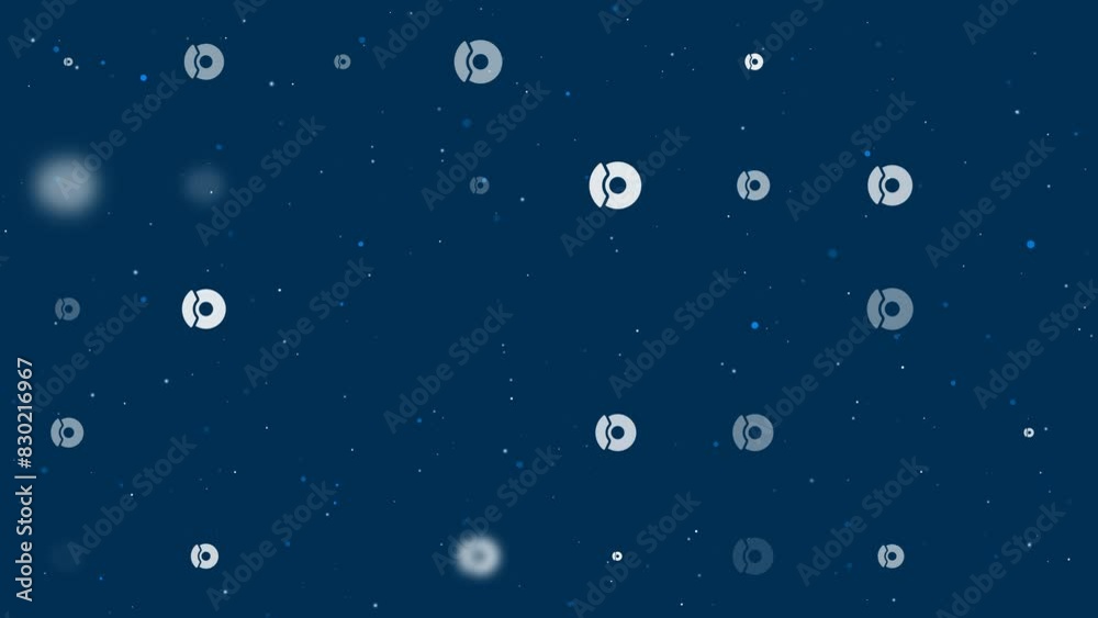 Poster template animation of evenly spaced auto brakess of different sizes and opacity. animation of transp