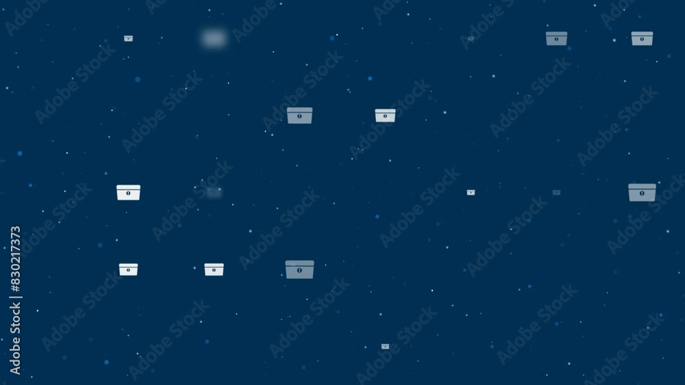 Poster template animation of evenly spaced chest symbols of different sizes and opacity. animation of trans