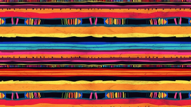Seamless vector pattern of striped blankets, suitable for Cinco de Mayo decor.

