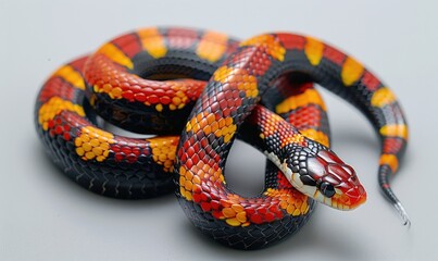 Naklejka premium Coral snake on neutral background