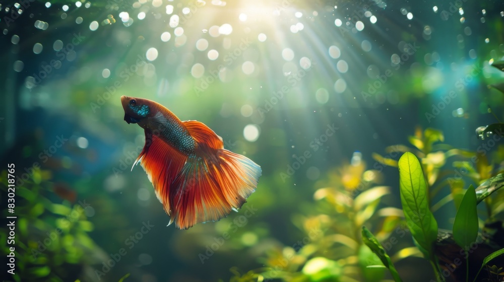 Canvas Prints A serene underwater scene of a betta fish tank, with soft lighting and peaceful ambiance creating a tranquil retreat for relaxation.