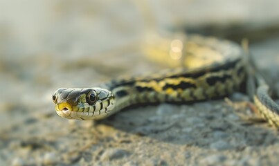 Garter snake on neutral background