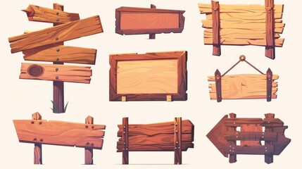Fototapeta premium Discover a variety of cartoon wooden signs planks boards and banners in the Pro 2d eps collection