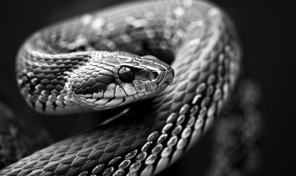 Snake and angular shapes monochrome background