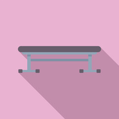 Minimalist vector illustration of a black gym bench with shadow effect on a pastel pink background