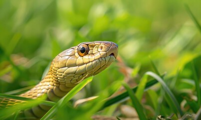 Fototapeta premium Snake in grassy meadow