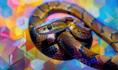 Obraz premium Abstract background with snake and geometry shapes