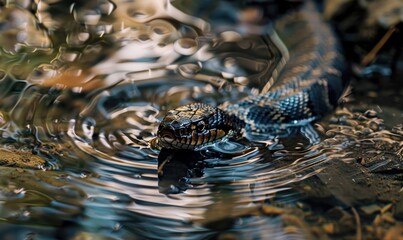 Fototapeta premium Snake in murky water