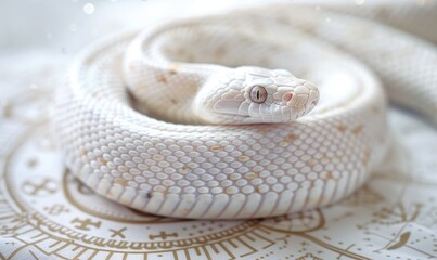 Fototapeta premium White snake with astrological symbols