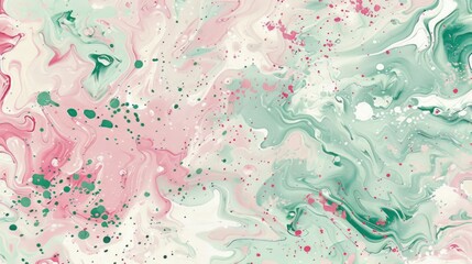 Fototapeta premium A seamless marble pattern with pink and green circular splash designs.