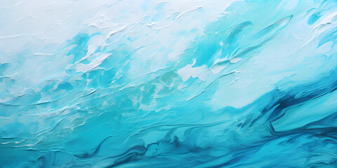 Abstract white and turquoise marble ink painting background 