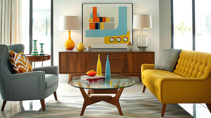 Art Home. Modern  interior with sofa, commode and painting