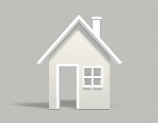 かわいい家のイラスト。グレー。CG風。AI生成画像。