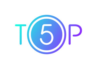gradient top 5 logo. top 5 concept on white background