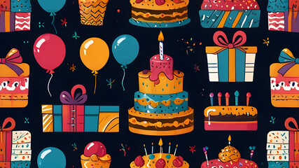 set of birthday  elements